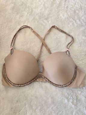 Victoria's Secret Nude Beige T-Shirt Bra with Leopard Trim